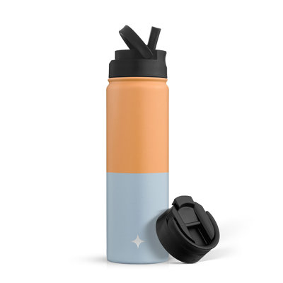 Bouteille d'eau triple isolée JoyJolt avec couvercle rabattable et couvercle en paille de sport, 22 oz