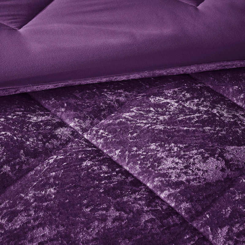 Édredon en velours mauve double / grand - rembourrage, losange, lavable à la machine et pour le lit, coussin décoratif inclus, lavage