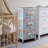 3 Drawer Wooden Cabinet with Wicker Storage Baskets and White Bear Design for Home Organization