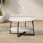 Modern Two Tier Coffee Table Marble-Effect Top for Office & Living Room