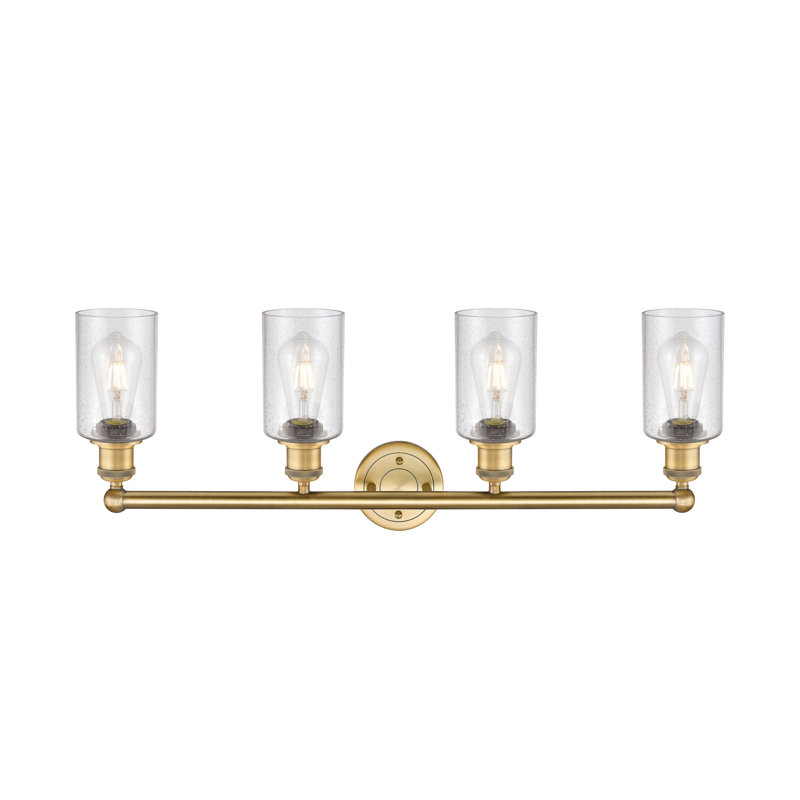 Éclairage pour meuble-lavabo à 4 lumières 30,875 pouces Caldello, Laiton brossé, Bullé