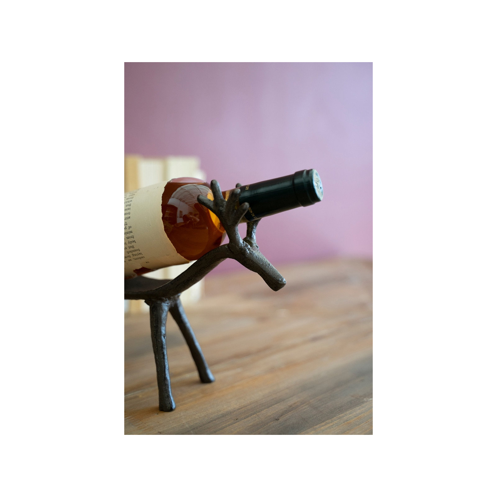 CAST IRON REINDEER WINE BOTTLE HOLDER