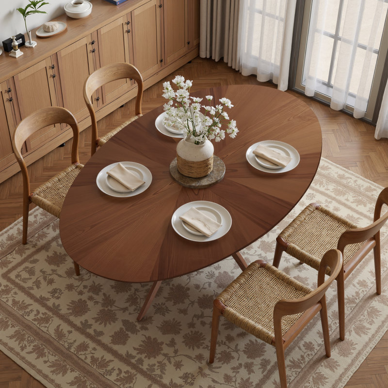 70.8"W Oval Solid Wood Base Dining Table, Dark Walnut