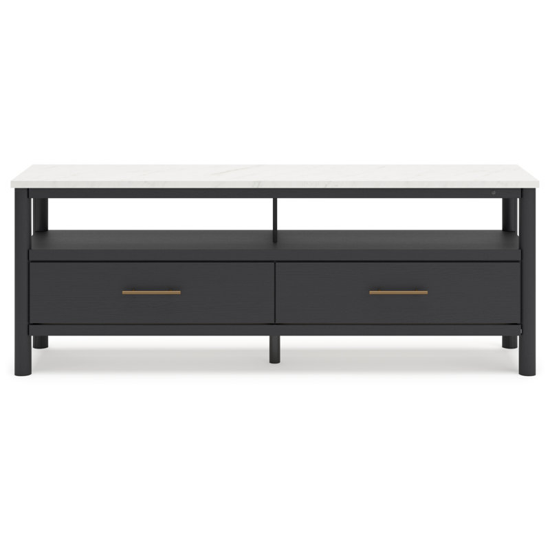 Cadmori 72" Black and White Faux Marble TV Stand