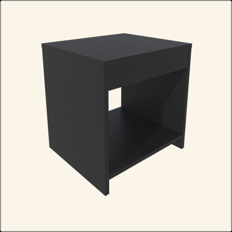 Table de chevet noire avec rangement ouvert, Noir