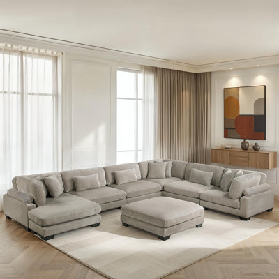 Canapé modulaire moderne en velours côtelé 135 po Hulett