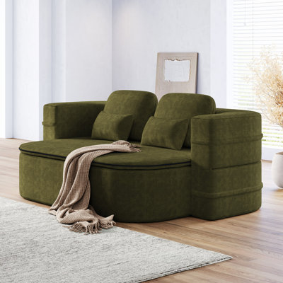 75" 2-In-1 Foldable Sofa,Convertible Sleeper Foam Sofa Bed With Multi Functional Blanket, Chenille Floor Folding Sofa Bed,  Floor Sofa Lounge Sofa For Living Room Bedroom Lounge Studio
