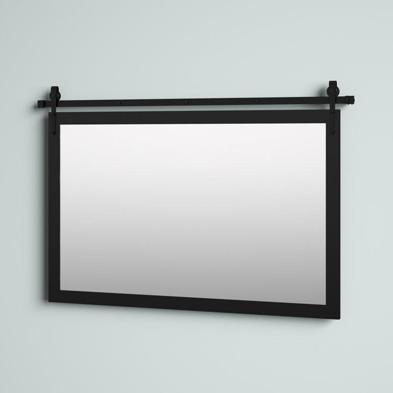 Singapore Engineered Wood Flat Mirror, 30" H x 45" W, Black