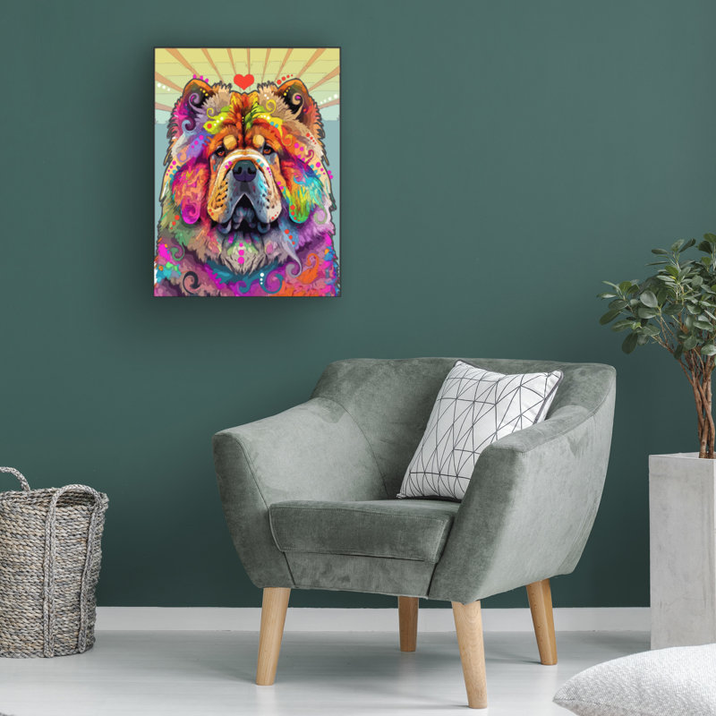 Art sur toile boliné Dean Russo Chow Chow, H 19 po x l 14 po
