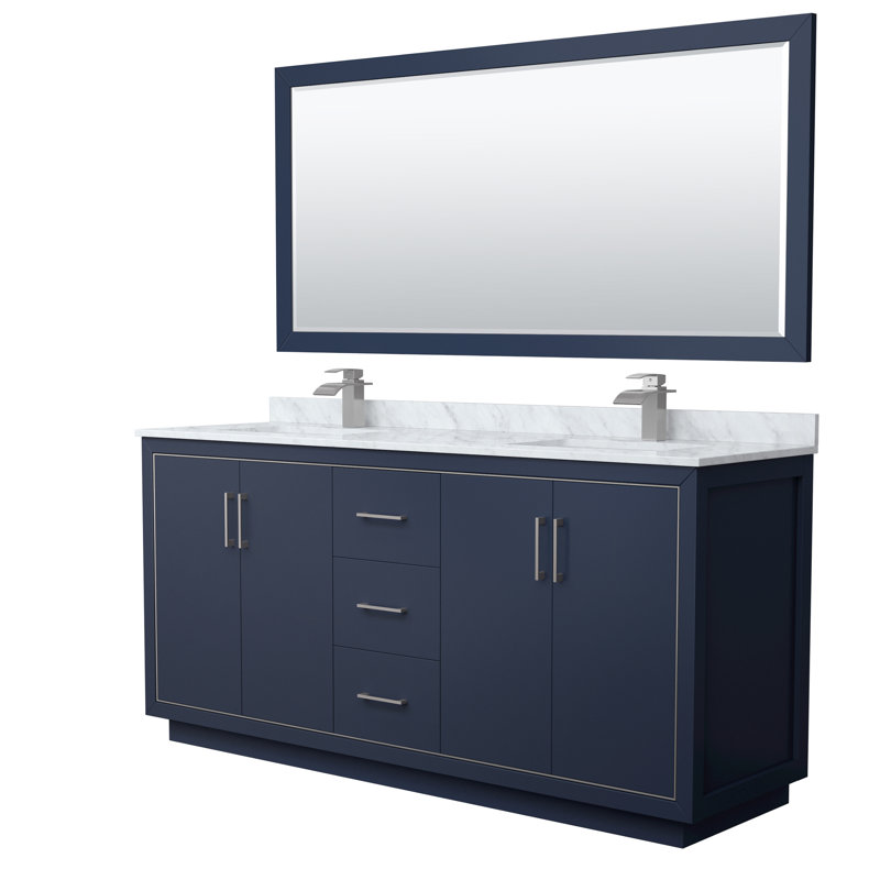 72'' W Vanity, Dark Blue, Brushed Nickel