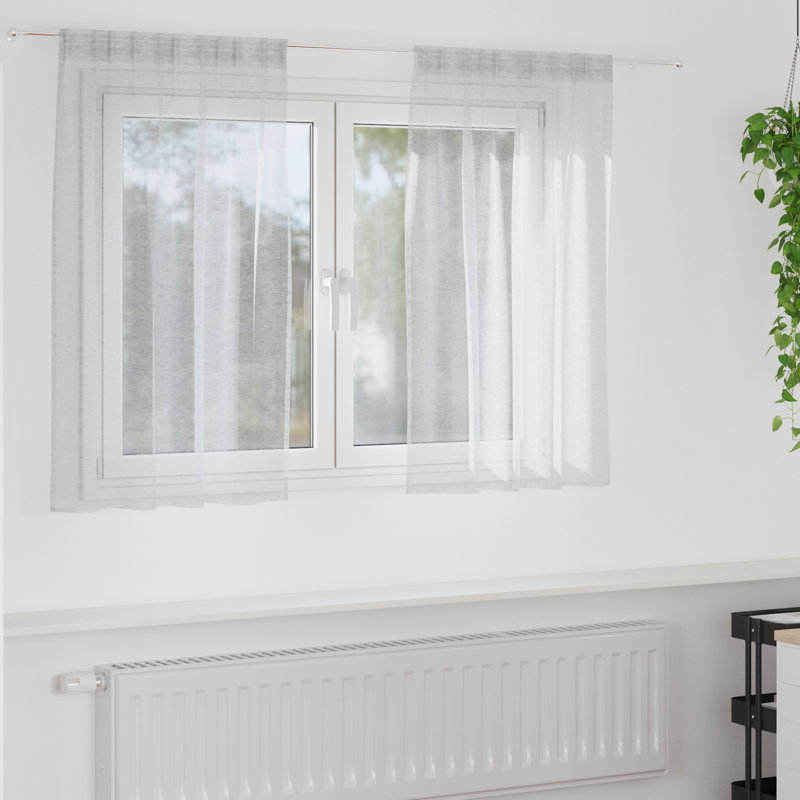 Suzzy Semi Sheer Curtain Pair, 140cm Width x 140cm Drop, Light Grey