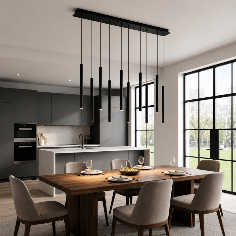 Baileyton 10 - Light Kitchen Island Pendant, Black