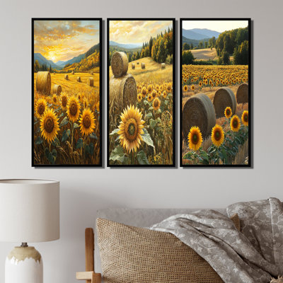 Tournesols dans la campagne Hayfield I - Collection d'art mural tournesols