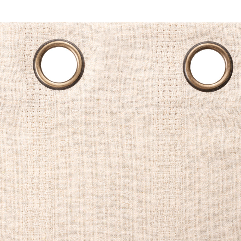 Linen Cotton Blend Geometric Grommets Light Filtering Curtain Pair, 52" W x 84" L, Linen