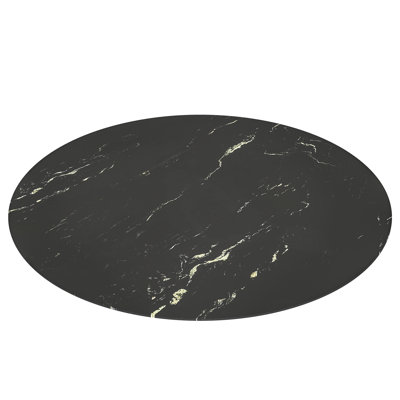 Table de salle à manger extérieure 51 cm (L) x 51 cm (P) x 0 cm (H) Plateau en verre trempé noir monobloc
