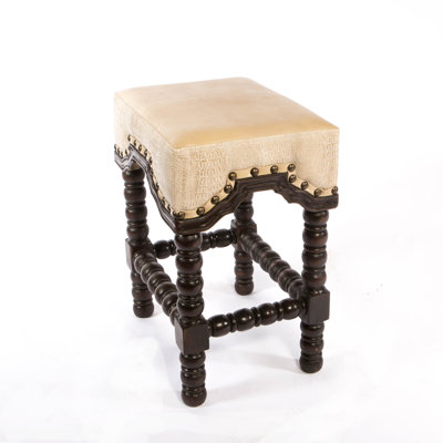 Marlo Upholstered Stool with Solid Wood Frame