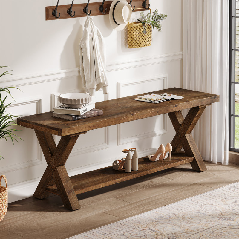 43.3" W Solid Wood Storage Bench