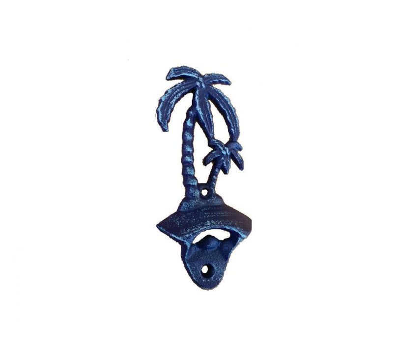 Ouvre-bouteille en métal Orlovista Palm Tree, Bleu foncé rustique