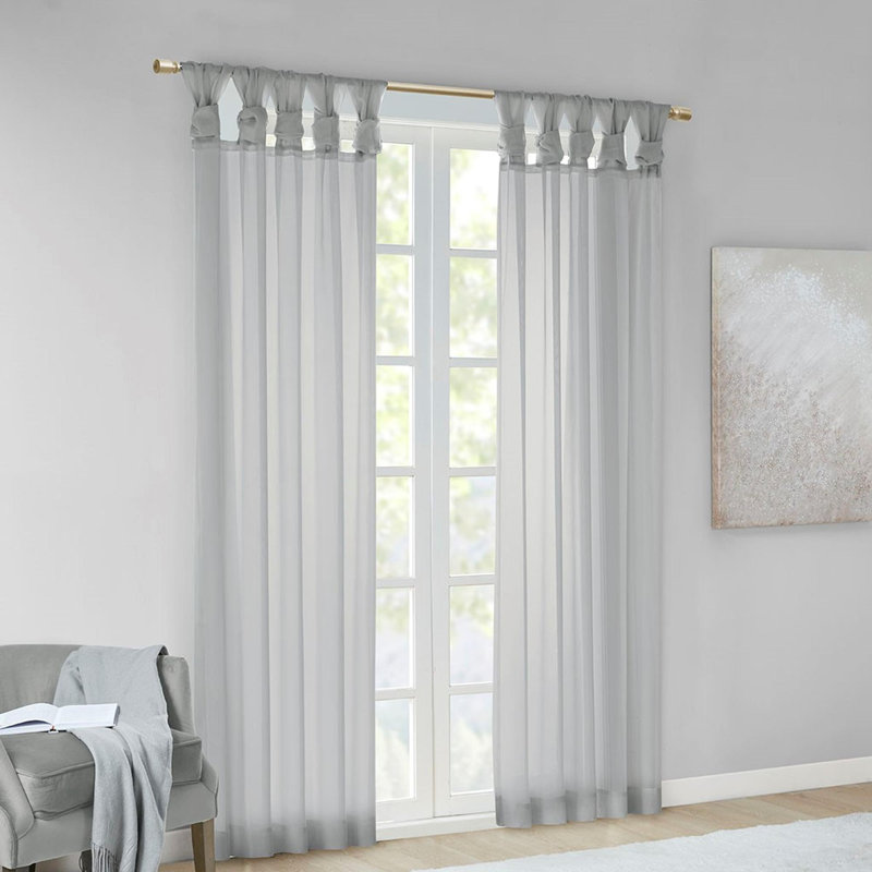 Paire de fenêtres transparentes Twist Tab, L 50 po x L 84 po, Gris clair