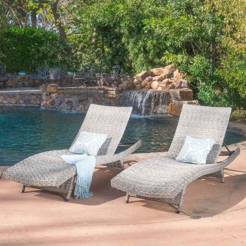 Sleek Grey Wicker Chaise Lounge With Adjustable Backrest And All-Weather Durability For Outdoor Relaxation