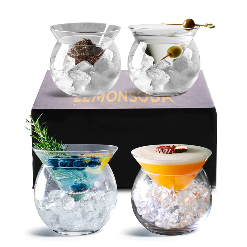 Verres à martini sans pied avec refroidisseur 5,5 oz - (ensemble de 4)