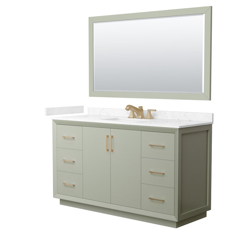 60'' W Single Vanity, Dark Gray, Matte Black, Carrara Cultured Marble
