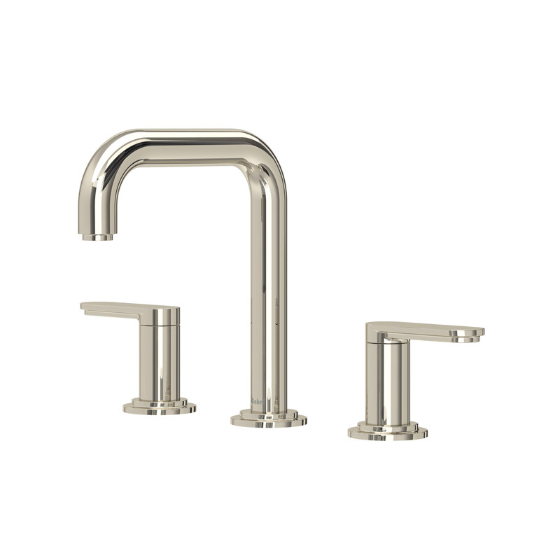 Robinet de lavabo à large entraxe avec bec en U Arca, Nickel poli