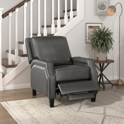 Fauteuil inclinable à dossier poussoir de style transitionnel de couleur grise