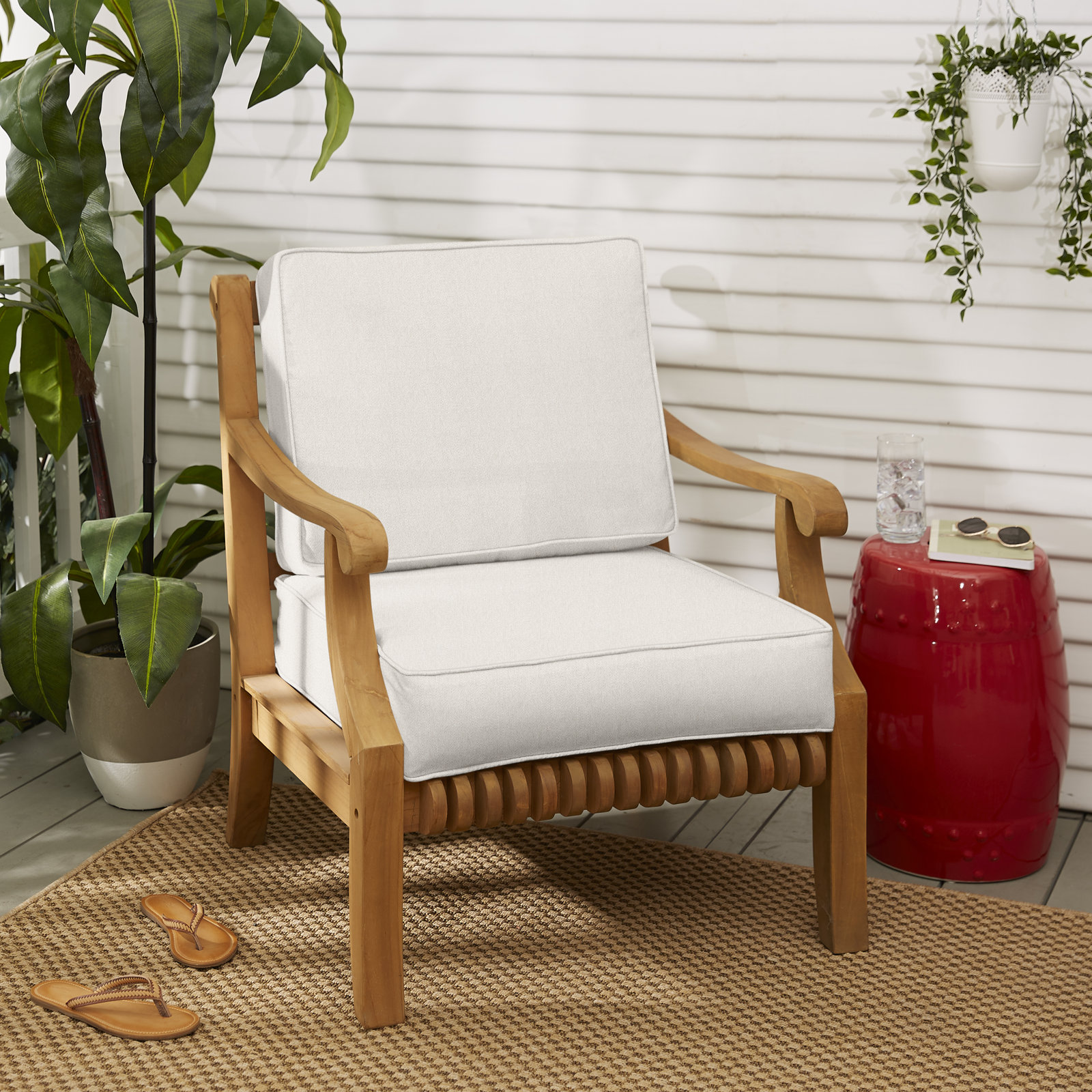 24" Sunbrella® Seat and Back Cushion, Canvas Natural Sunbrella® Canvas, 22" x 22", 4"