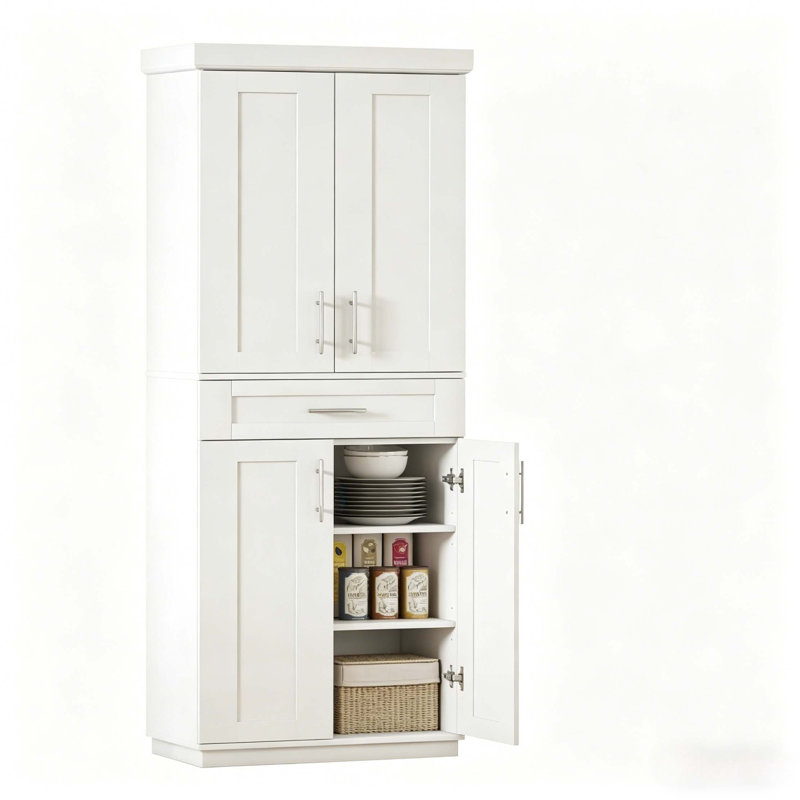 Spacieux garde-manger autoportant avec rangement réglable, Blanc