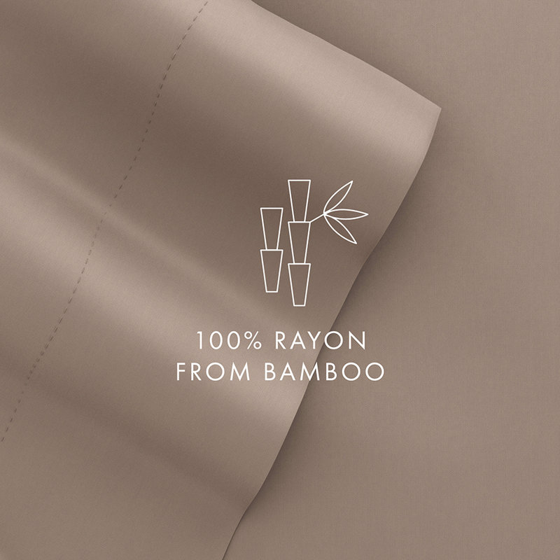 Ensemble de draps 100% rayonne de bambou, Taupe, Ensemble de draps pour lit simple avec 1 taie d'or