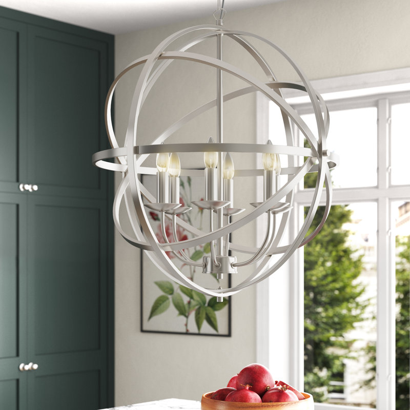 Kirsten 4-Light Chandelier, 6, 60cm W, Satin Silver