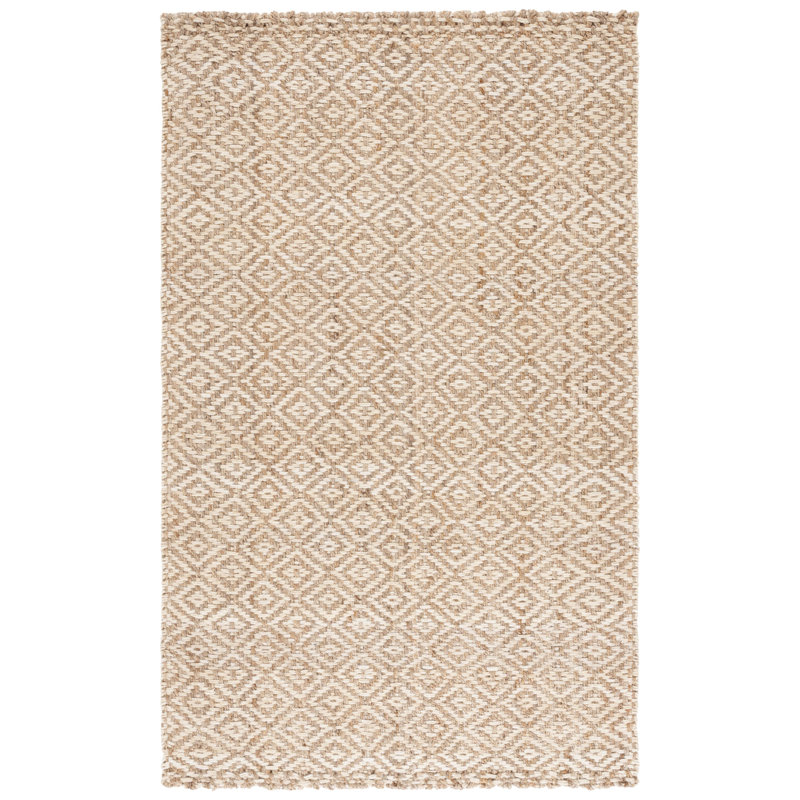 Ivory Geometric Tufted Handmade Washable Rug 5' x 8'