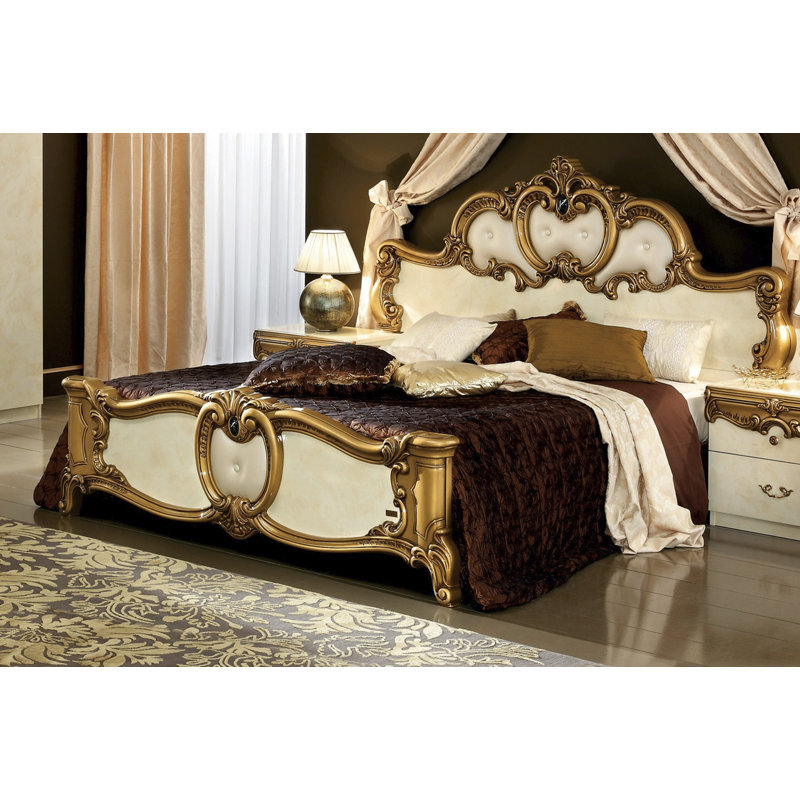 Rumsey Upholstered Standard Bed, Ivory/Gold, King