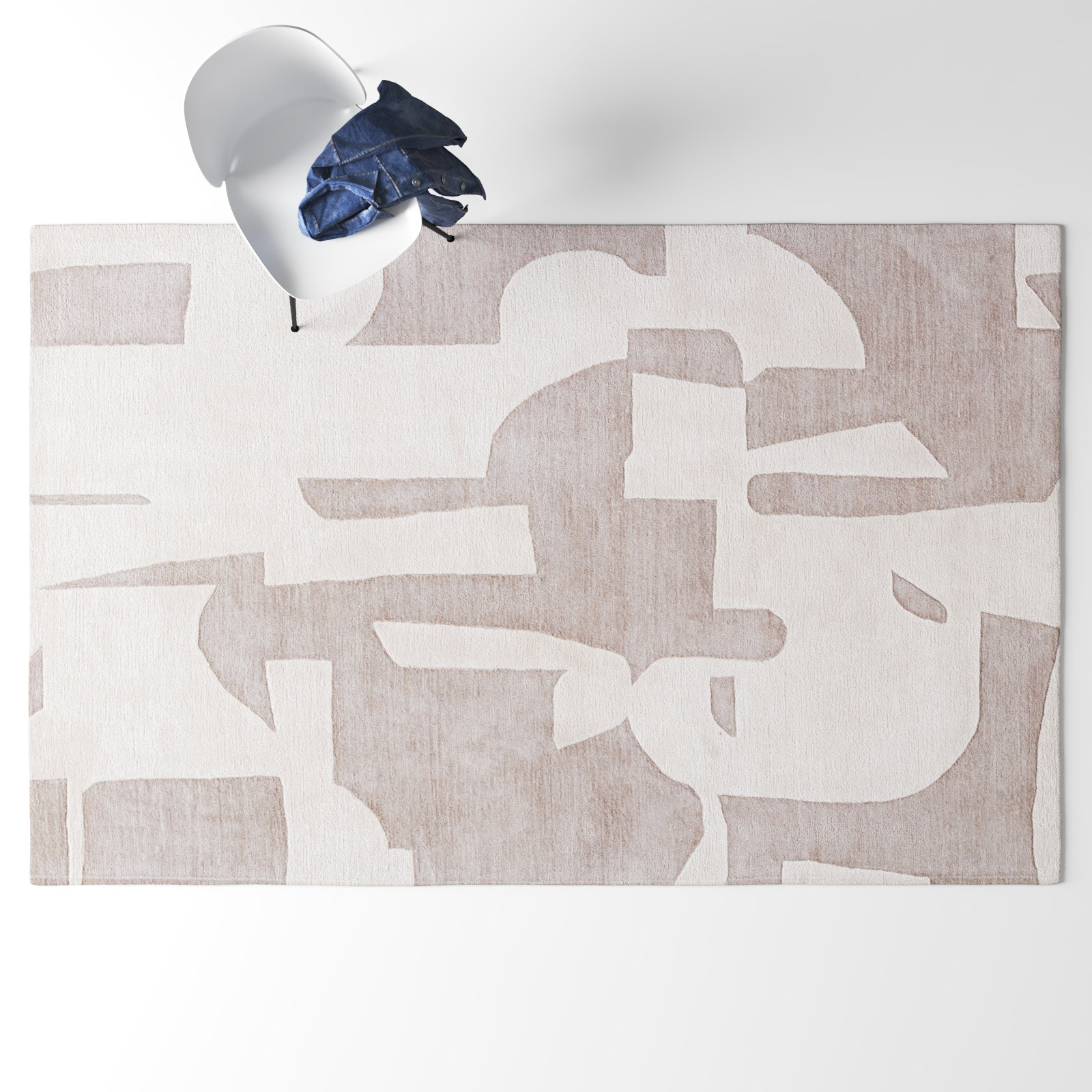 Taupe Cream Hand-Woven Abstract Rug, Rectangle 6' x 9'