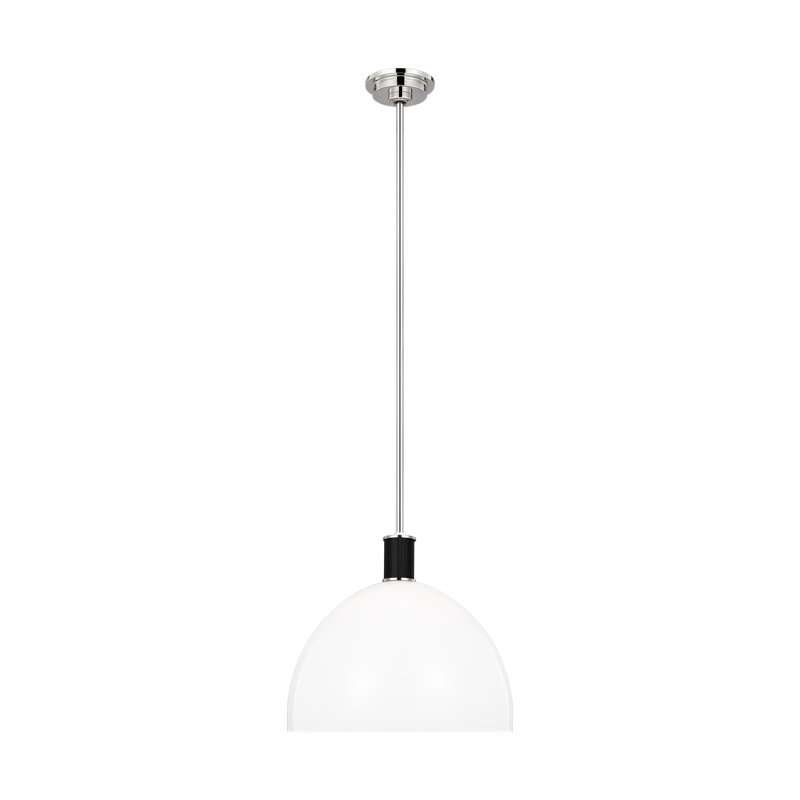 Polished Nickel Milk White Glass Bowl Pendant Light