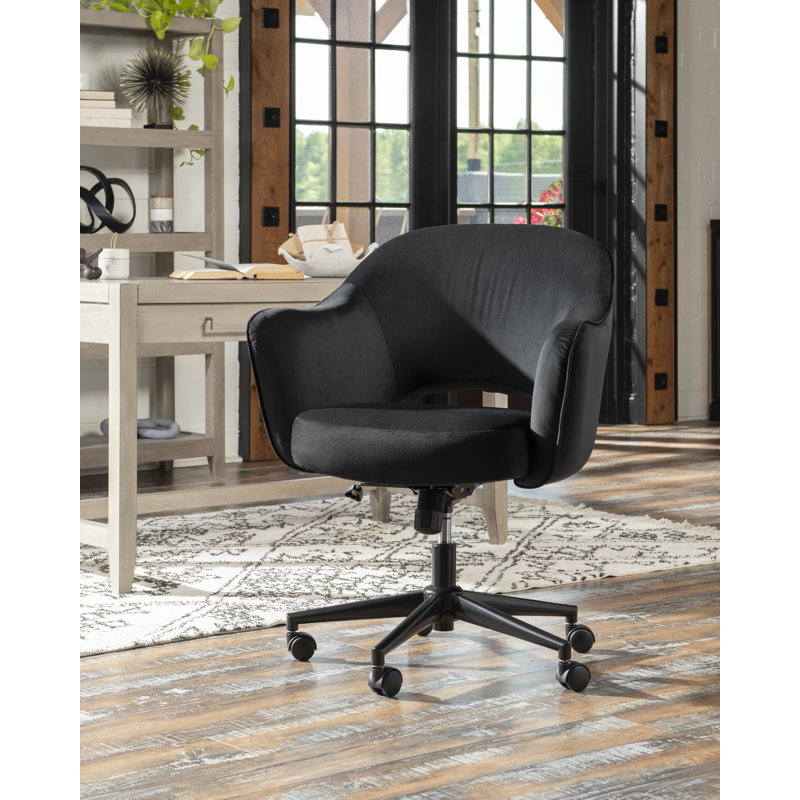 Black Faux Velvet Swivel Task Chair
