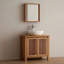 Meuble-lavabo autoportant en bois d'hévéa massif avec miroir-486685035