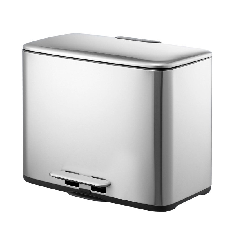 Stainless Steel Step On Dual Compartment Recycling Trash Can