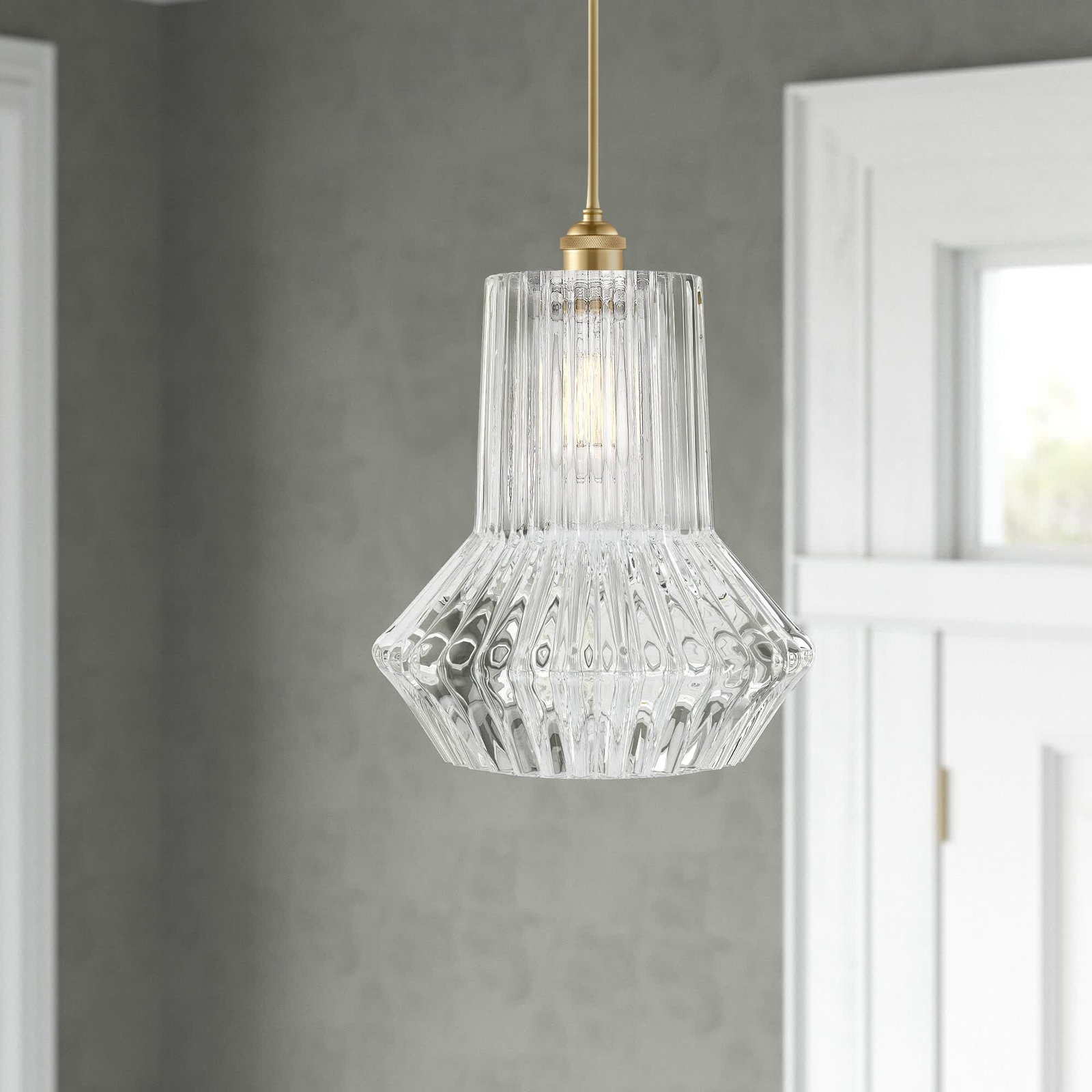 Montrose Single Light Glass Dimmable Pendant, Satin Gold, LED