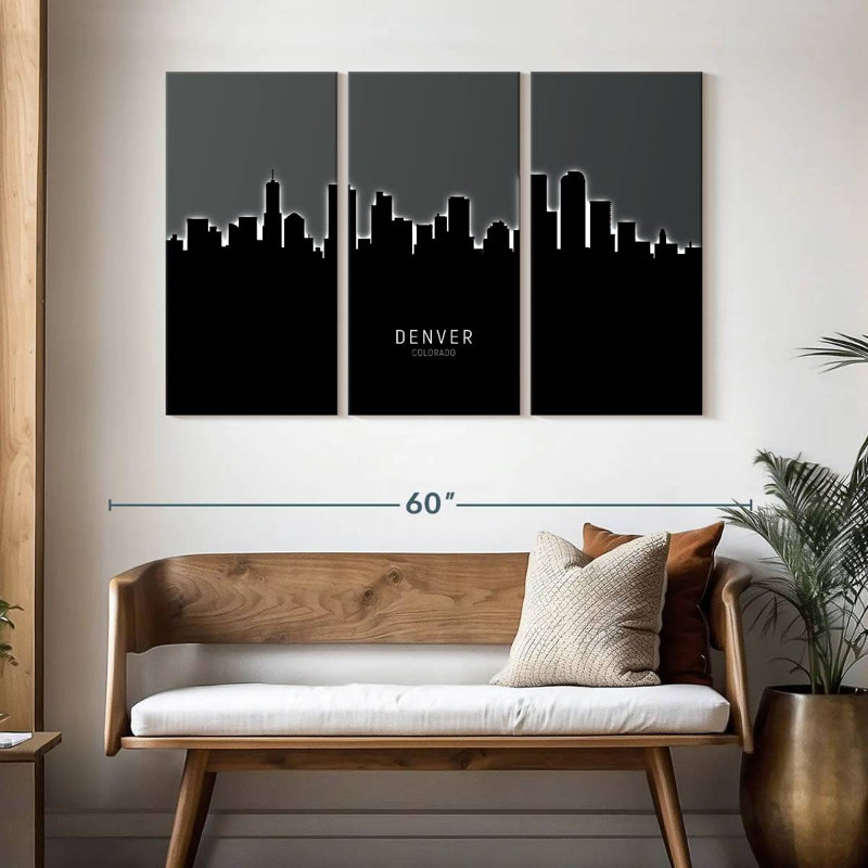 Denver Colorado Skyline VI, H 32 po x l 50 po