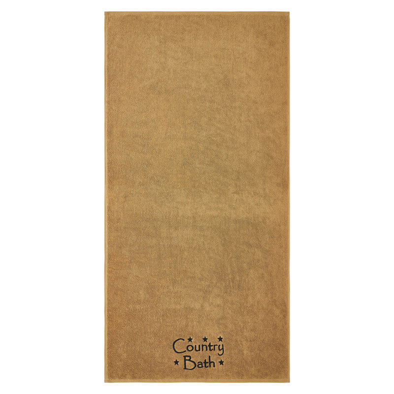Timeless Linens Country Bath Stars Bath Towel Set of 2 27x54, Black/Tan
