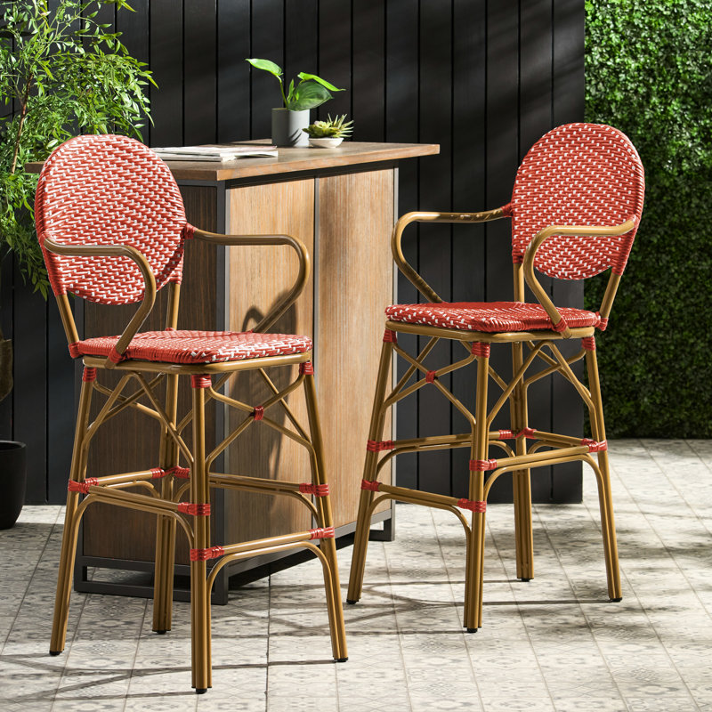 Extérieur et aluminium français, rouge, siège de 29,5 po, rouille, jardin et partie de 2 pour utilisation, aluminium, preuve, caractéristique