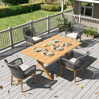 5 Pieces Outdoor Dining Set With Rectangular Dining Table And 4 Chairs