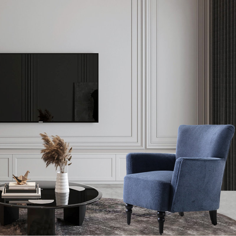 Fauteuil l 29,13 po, 100 % lin bleu