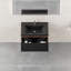 Meuble-lavabo flottant de 30 po avec lavabo, armoire de rangement moderne à rayures, tiroirs à fermeture en douceur, cuve à sable en quartz noir, finition noyer fumé, rails de rangement silencieux à texture ondulée, entièrement assemblé, facile