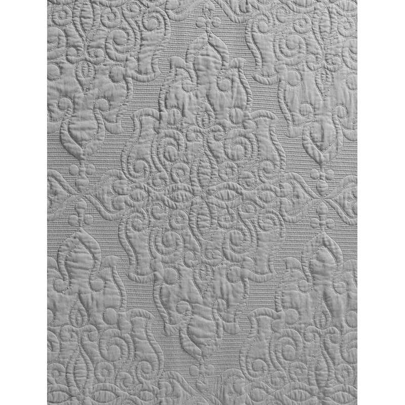 Medallion Embroidered Lightweight Cooling Quilt Set, Queen Quilt + 2 Standard Shams, Light Gray
