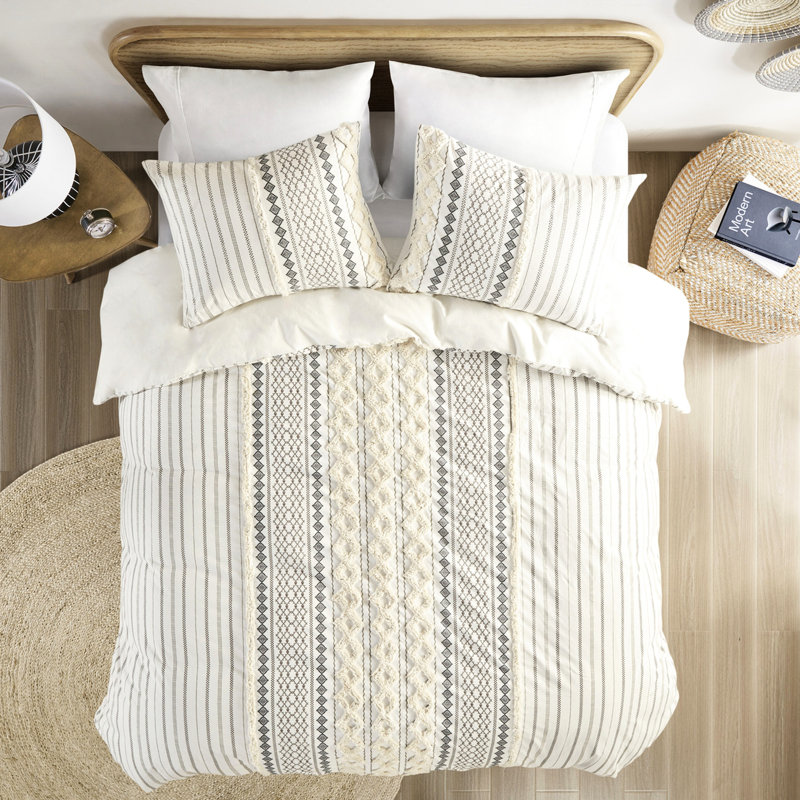 Avec motif en chenille, fermeture à boutons, literie confortable d'inspiration mondiale, boutonnée, douce et luxueuse