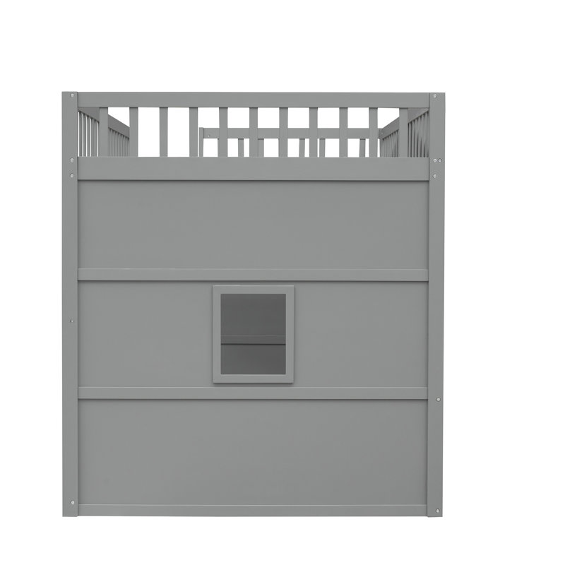 Lit mezzanine avec échelle House, Gris, Lit double