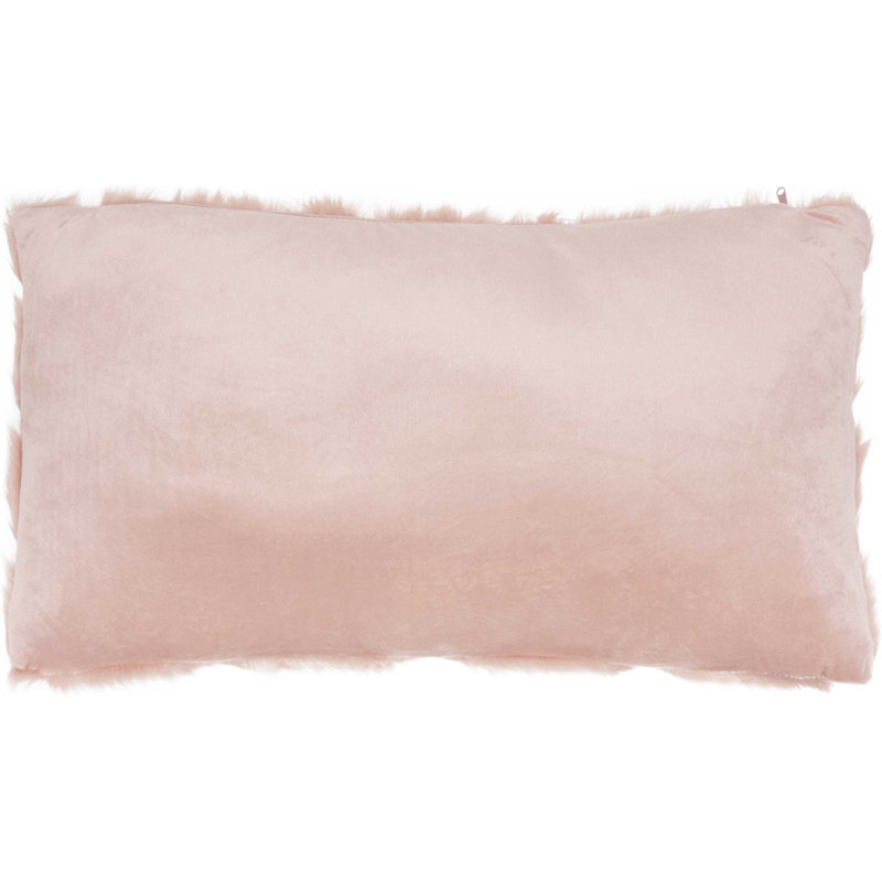 Blush Chevron Faux Fur Rectangular Throw Pillow Set